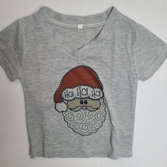 The Unbranded Brand Other - New Girl 12 Month Gray Santa Claus Short Sleeve Shirt Ho Ho Ho
